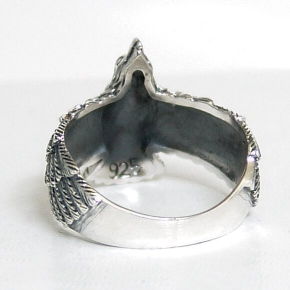 Sterling Silver Eagle Ring Men's Oxidized Size 10 Gram weight 7.1 - Picture 3 of 3